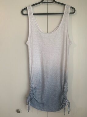 Bench White-Blue Ombré Drawstring Sides Textured Tunic/Long Tank Top Size Large